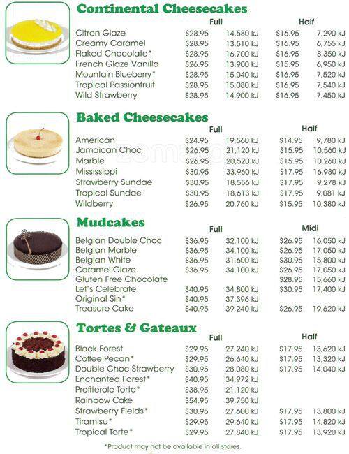 The Cheesecake Shop Menu Menu For The Cheesecake Shop Toowoomba Toowoomba