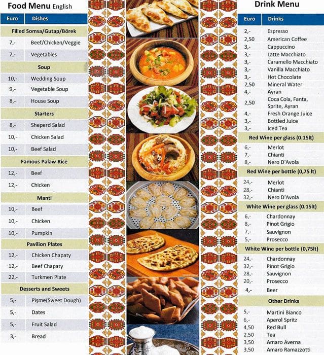 Menu di Ristorante Turkmenistan 