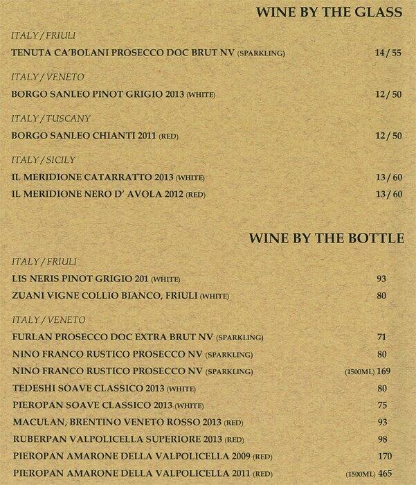 lucca's trattoria メニュー