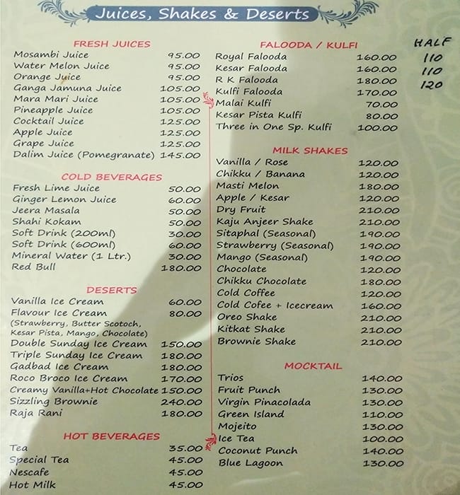 Menu at Radha Krishna hotel, Mumbai, 101 Sun Plaza Lokmanya Tilak Road ...