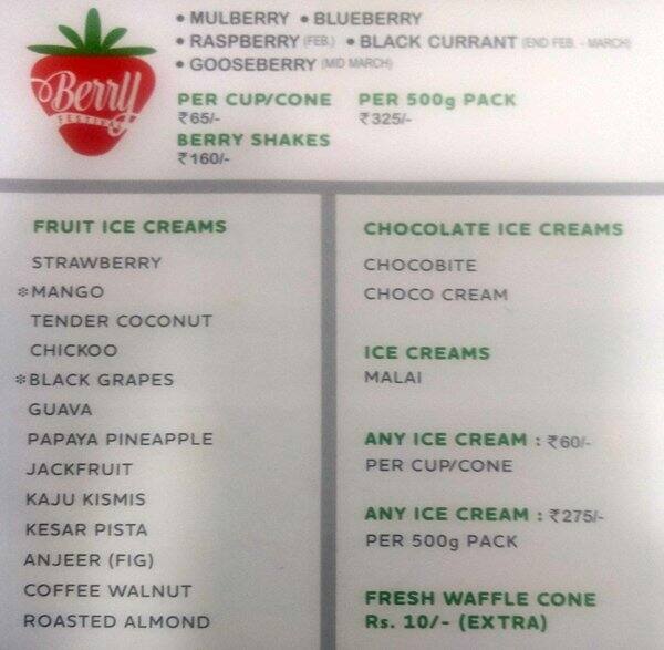 Natural Ice Cream Menu, Menu for Natural Ice Cream, Malleshwaram