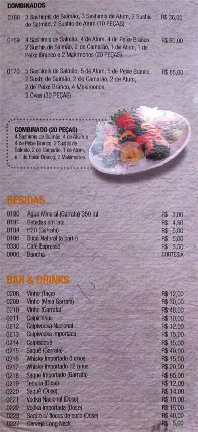 Carmem Miranda cardápio