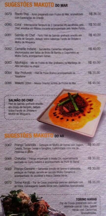 Carmem Miranda cardápio