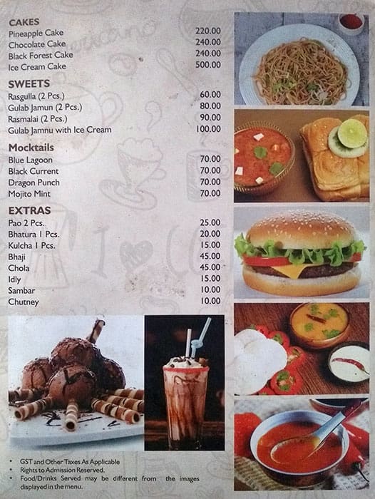 N.R. Ice Cream Parlour And Restaurant menu