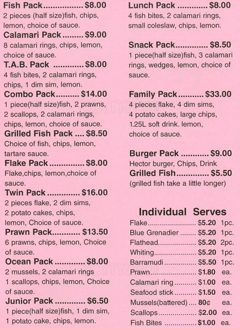 hectors fish and chips jersey menu