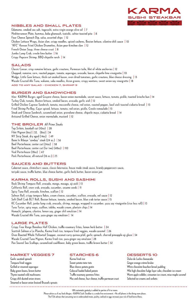 KARMA Sushi Steakbar Menu, Menu for KARMA Sushi Steakbar, Boca Raton ...