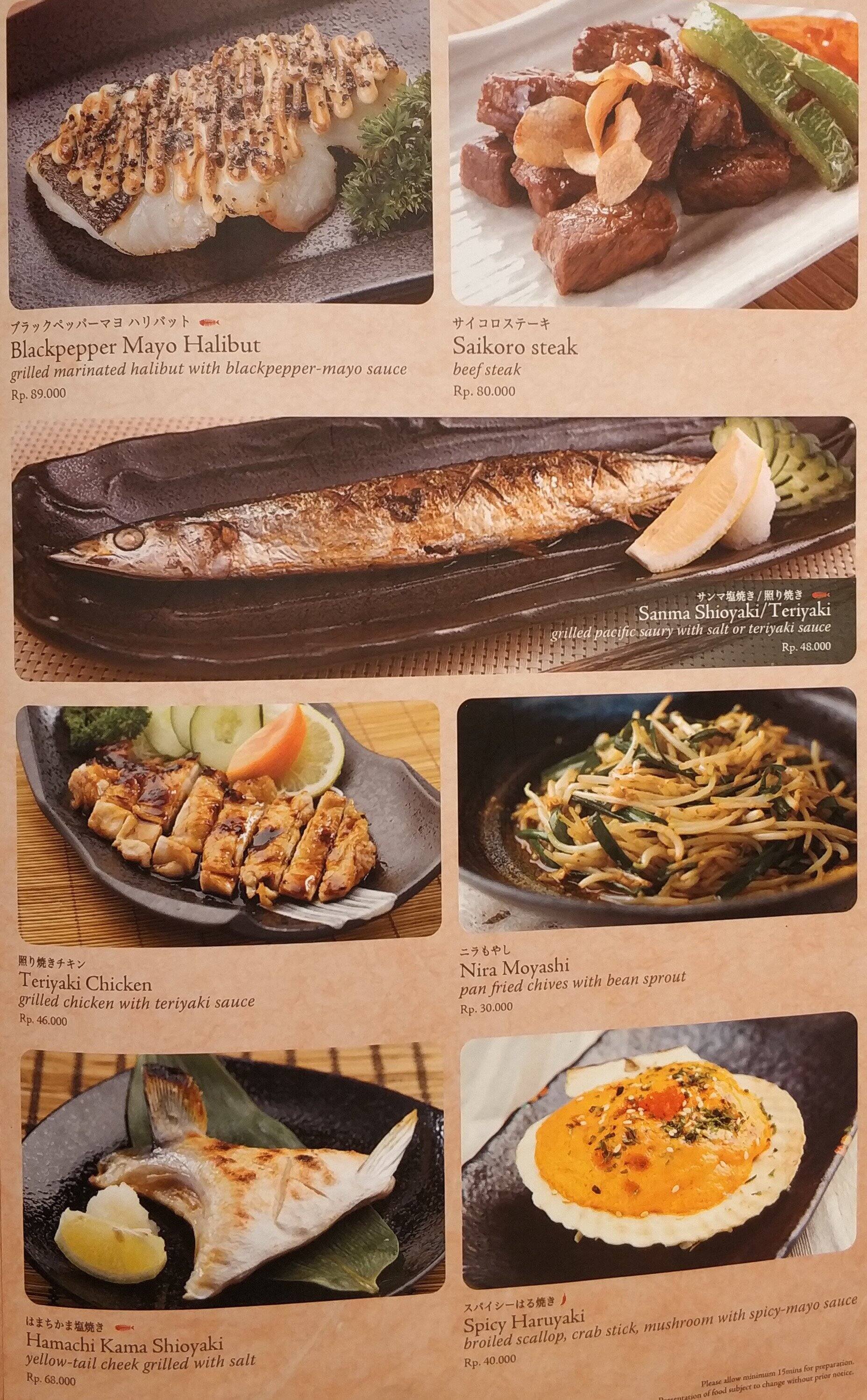 Menu At Sushi Tei Restaurant Jimbaran Sidewalk Jimbaran