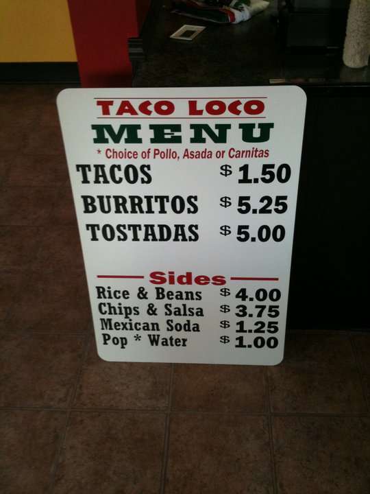 Taco Loco Menu, Menu for Taco Loco, Post Falls, Coeur d'Alene