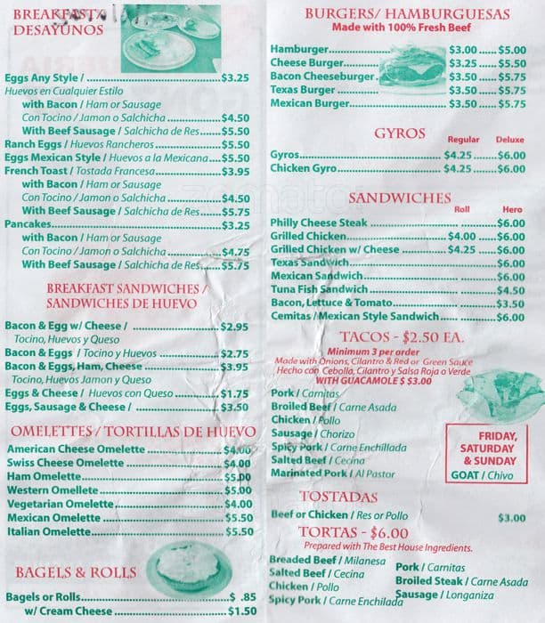 Taqueria Gonzalez Menu, Menu for Taqueria Gonzalez, Prospect Park South ...