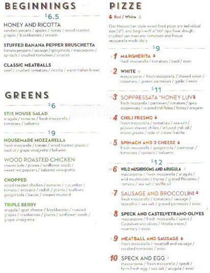 Stix & Stones Wood Fire Pizza Menu - Urbanspoon/Zomato