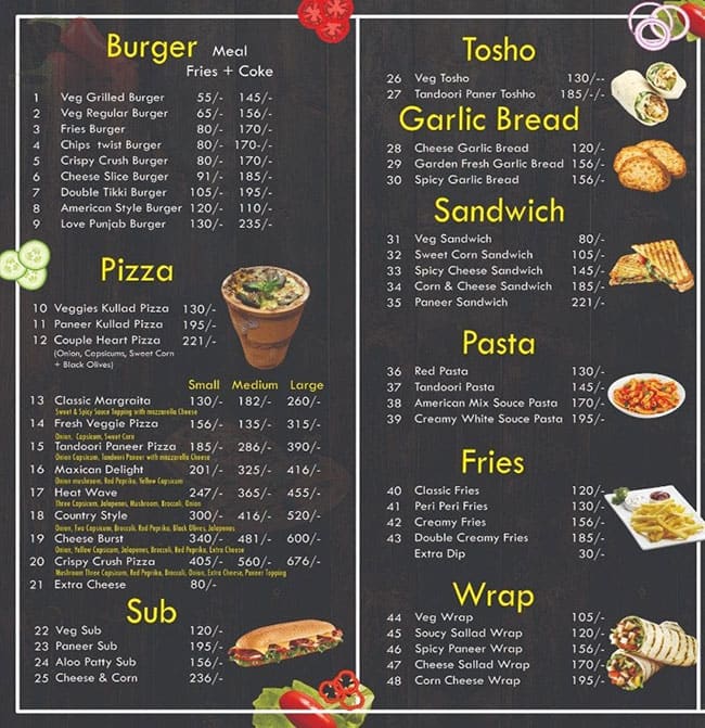 Menu of Crispy Crush Cafe, Nabha, Patiala