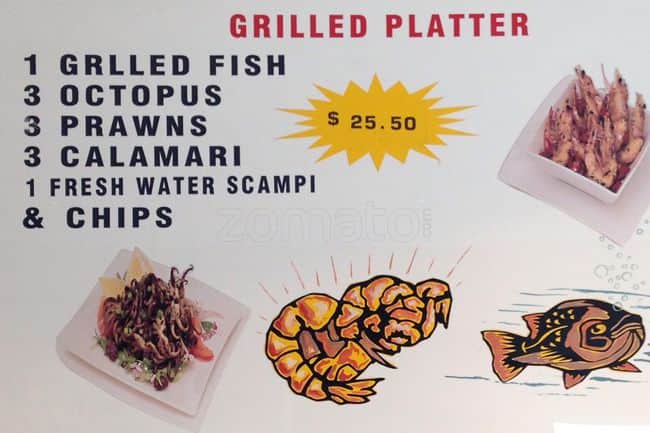Carta de Basil's Gourmet Seafood Hunters Hill