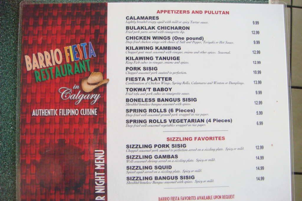 Barrio Fiesta Menu Menu For Barrio Fiesta Marlborough Calgary