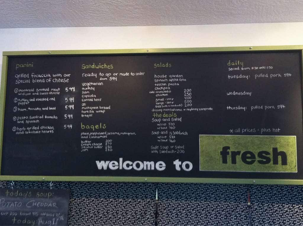 Fresh Cafe Menu, Menu for Fresh Cafe, Victoria, City of Victoria