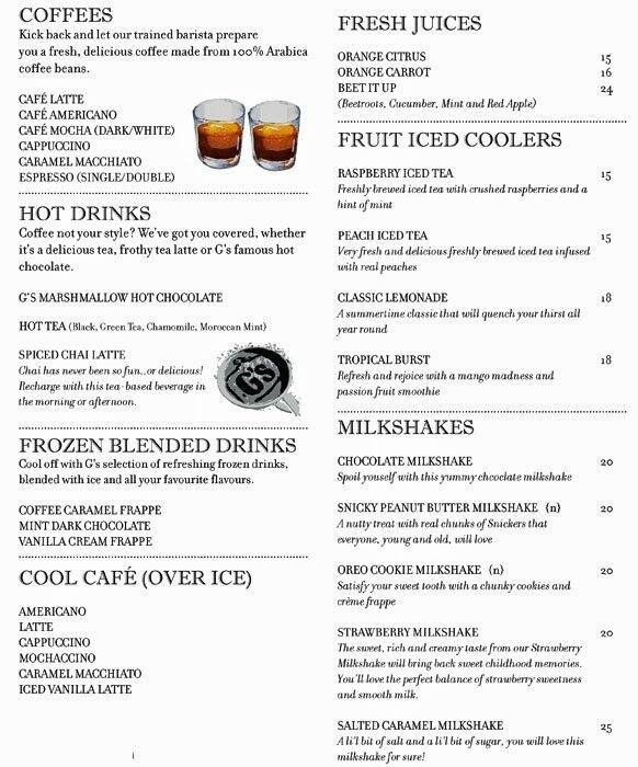 G's Bakery & Cafe Menu Zomato