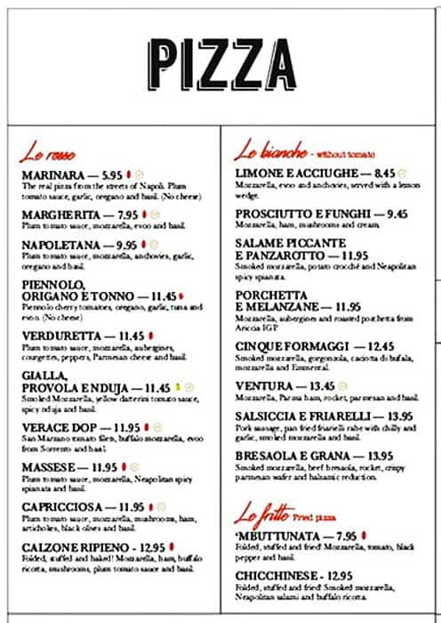 Rossopomodoro menu