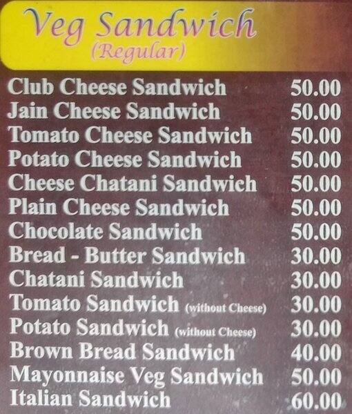 Nandu's menu