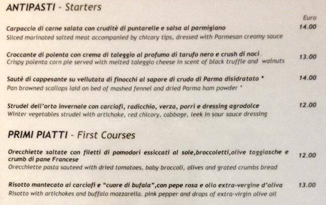 Menu di Metropolitan 