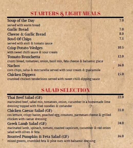 Sands Hotel Menu, Menu for Sands Hotel, Carrum Downs, Melbourne