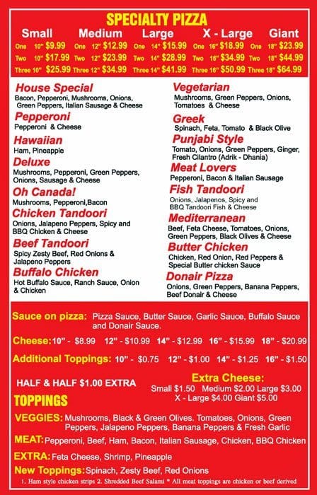 Pizza Panorama Menu Menu For Pizza Panorama Panorama Hills Calgary