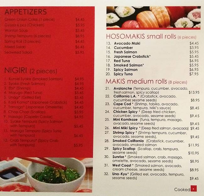 Miki Sushi Express Menu Menu For Miki Sushi Express Northeast Edmonton Edmonton