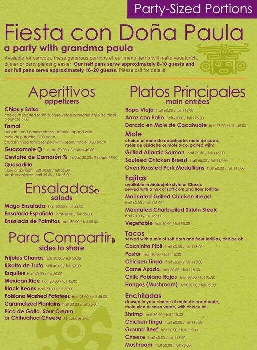 Menu at Mago Grill & Cantina restaurant, Arlington Heights, 115 W