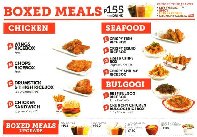 BonChon Menu, Menu for BonChon, Cebu Business Park, Cebu ...