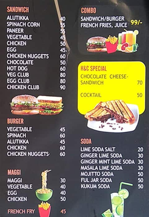 Menu at KOOL Corner, Bengaluru