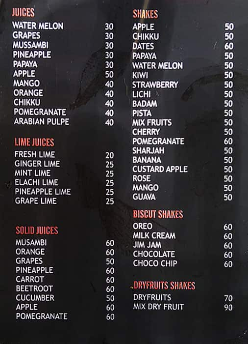 Menu at KOOL Corner, Bengaluru