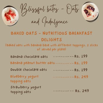 Menu of Blissful Bites - Oats & Indulgence, Palam, New Delhi