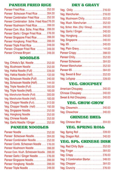 Chhotu's Kitchen menu