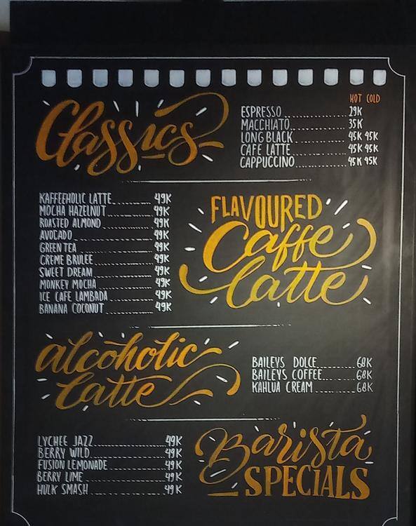 Kaffeeholic Menu Menu For Kaffeeholic Pantai Indah Kapuk