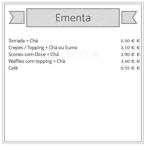 Menu at Tea Garden, Loures