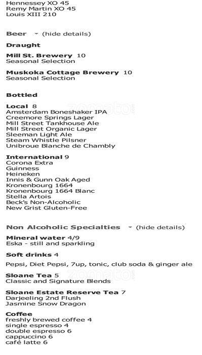 Cocktail Bar Ritz Carlton menu