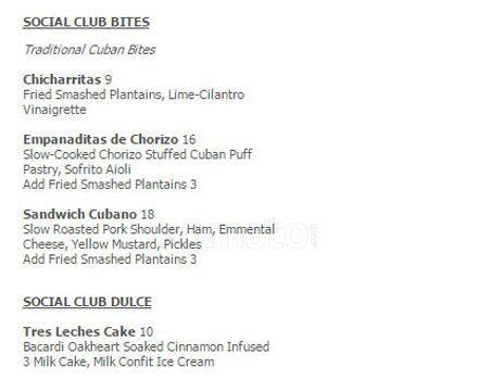 Cocktail Bar Ritz Carlton menu