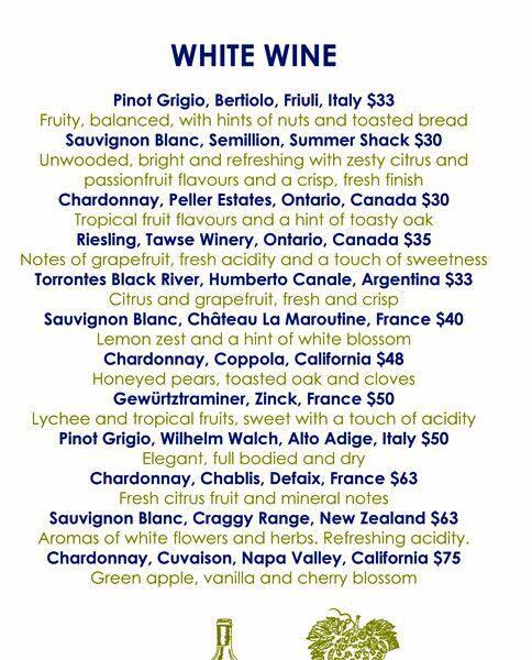 Absolute Atrium Lounge menu