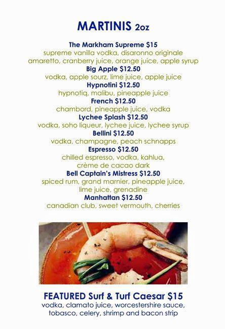 Absolute Atrium Lounge menu