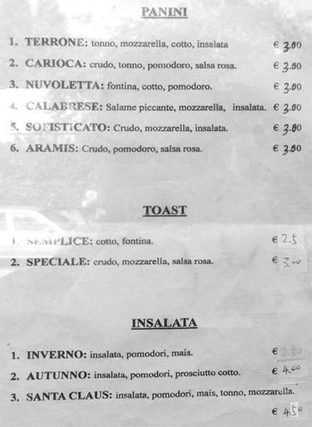Menu di Milano 