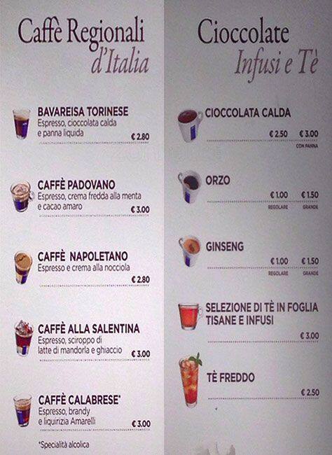 Menu di Caffè Lavazza 