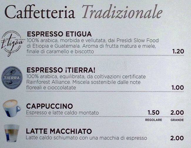 Menu di Caffè Lavazza 