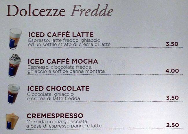 Menu di Caffè Lavazza 