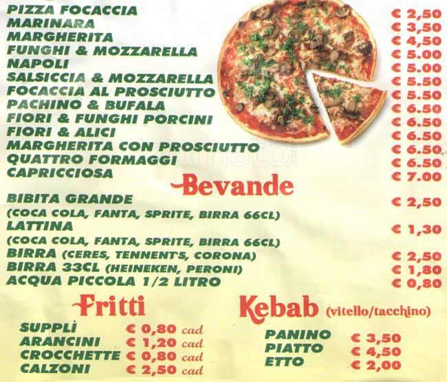 Menu di Pizzeria La Mela Verde 