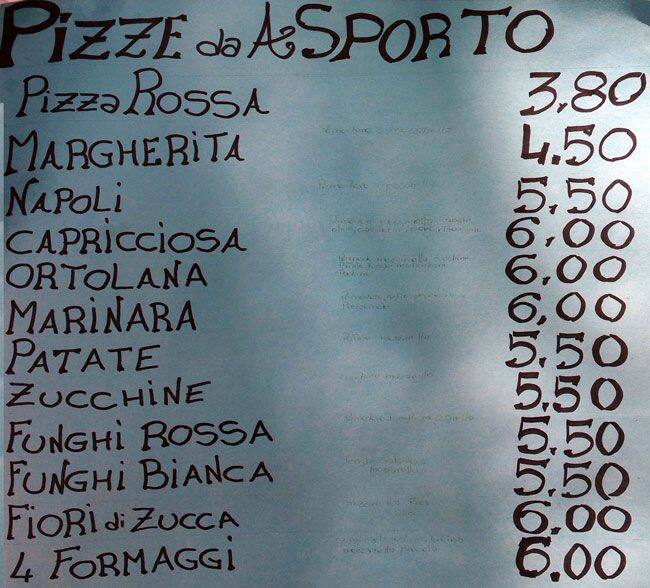 Menu di Sfizio di pane 