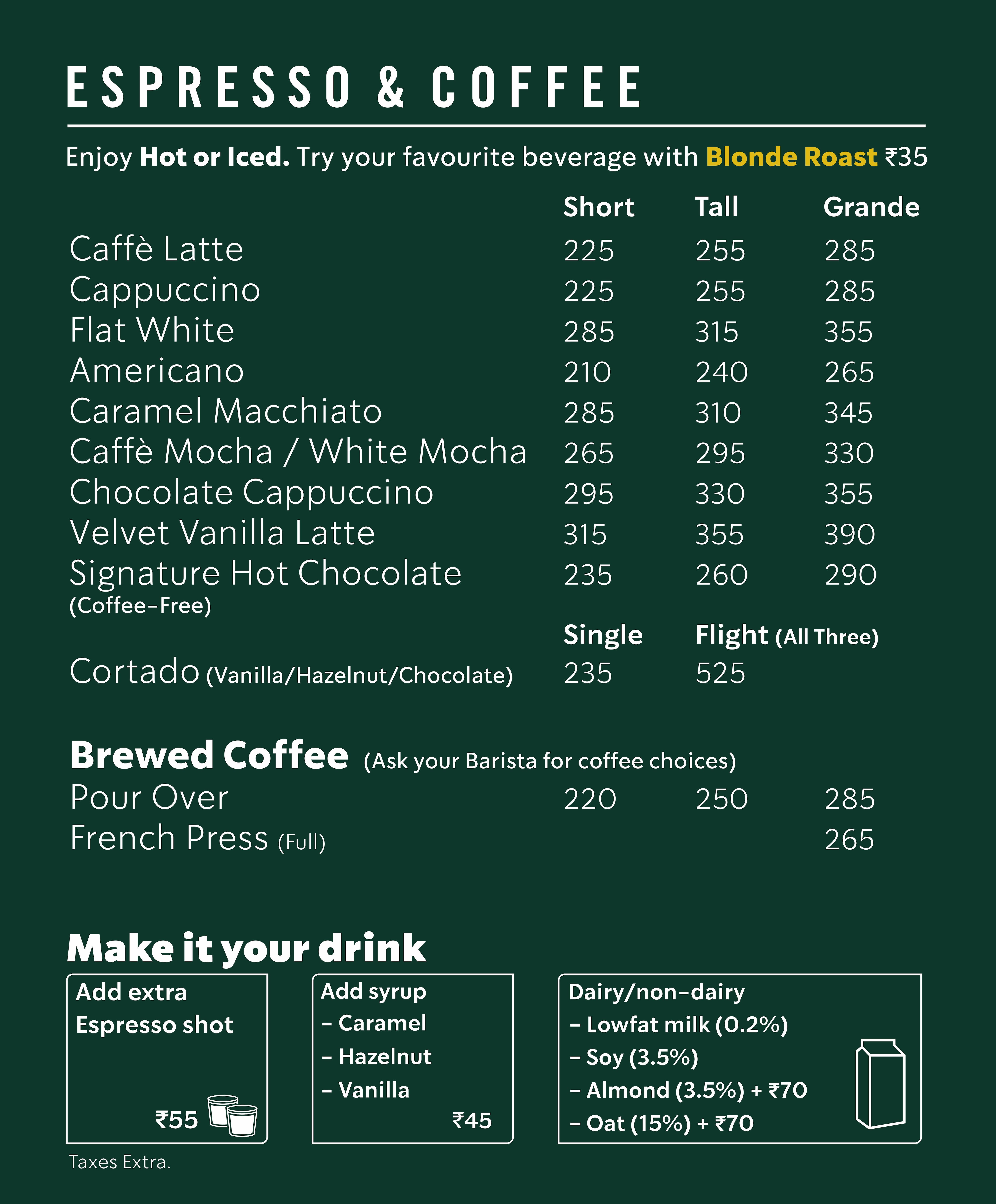 Starbucks Coffee Menu Menu For Starbucks Coffee Vastrapur Ahmedabad