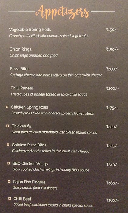 Blur Cafe menu