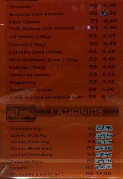 Rede Cruzada cardápio