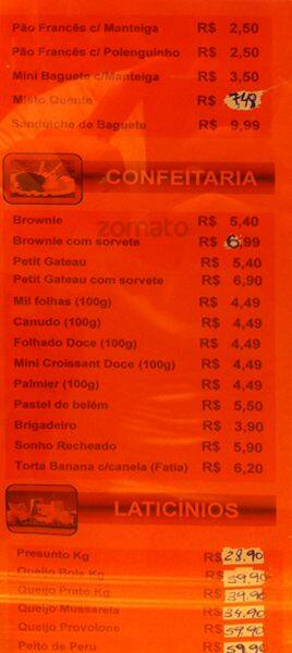 Rede Cruzada cardápio