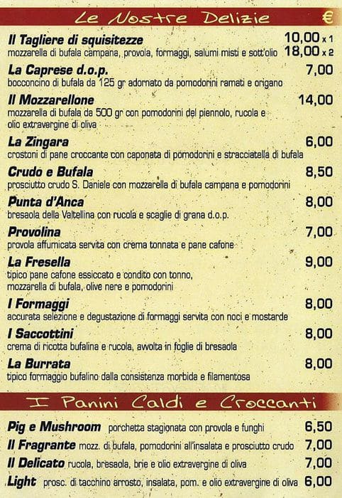 Menu di Bar Bistro Squisitezze 