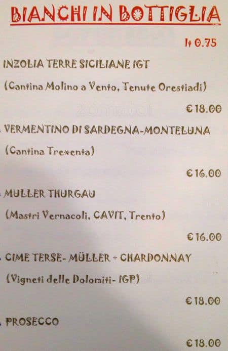Mami Menu Rome Menu da Mamomi ristorante, Roma