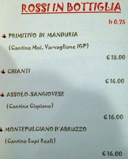 Mami Menu Rome Menu da Mamomi ristorante, Roma